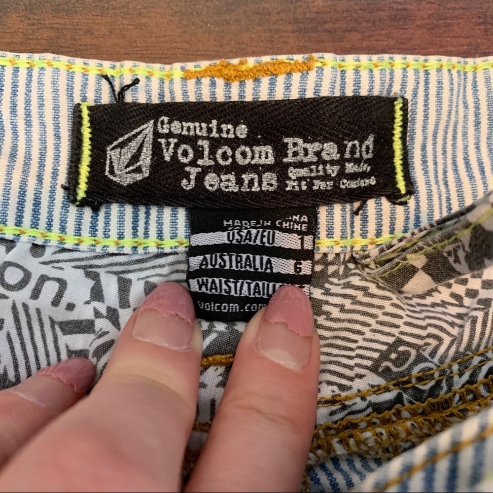 Volcom White Washed Striped Boyfriend Shorts - Picture 3 of 4